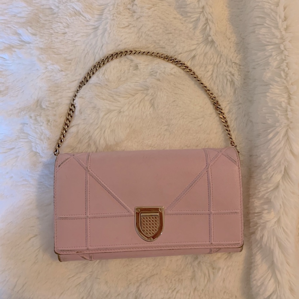 Pink Dior Diorama Wallet on Chain
